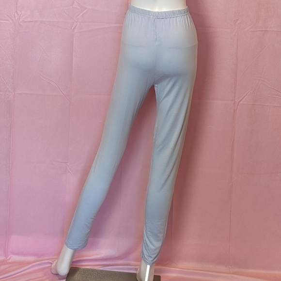 Boohoo Light Blue Elastic Waist Pull On Jersey Lounge Leggings size 8 - Picture 4 of 7